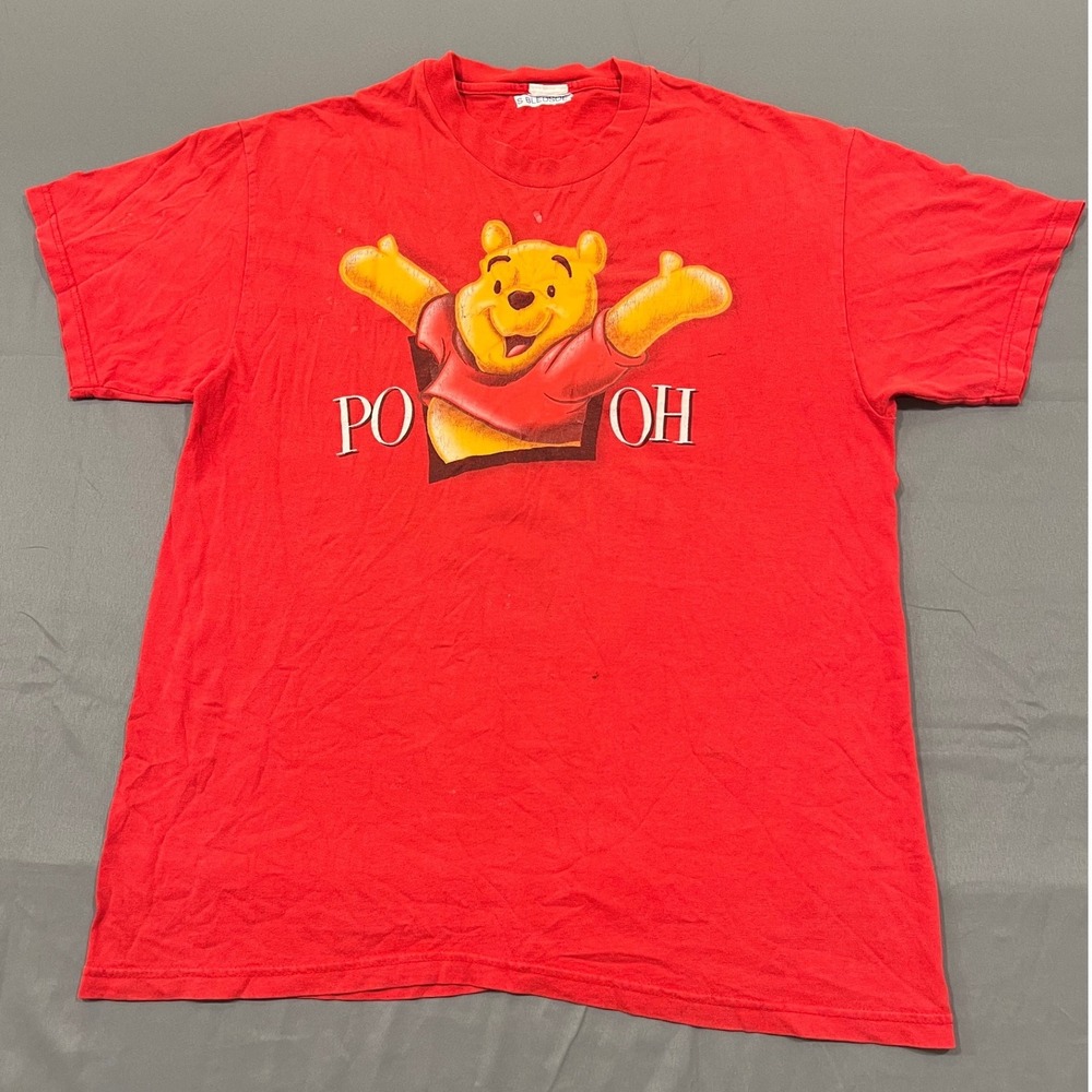 Vintage Disney Winnie the Pooh T Shirt Red Double Sided Graphic 90s Large